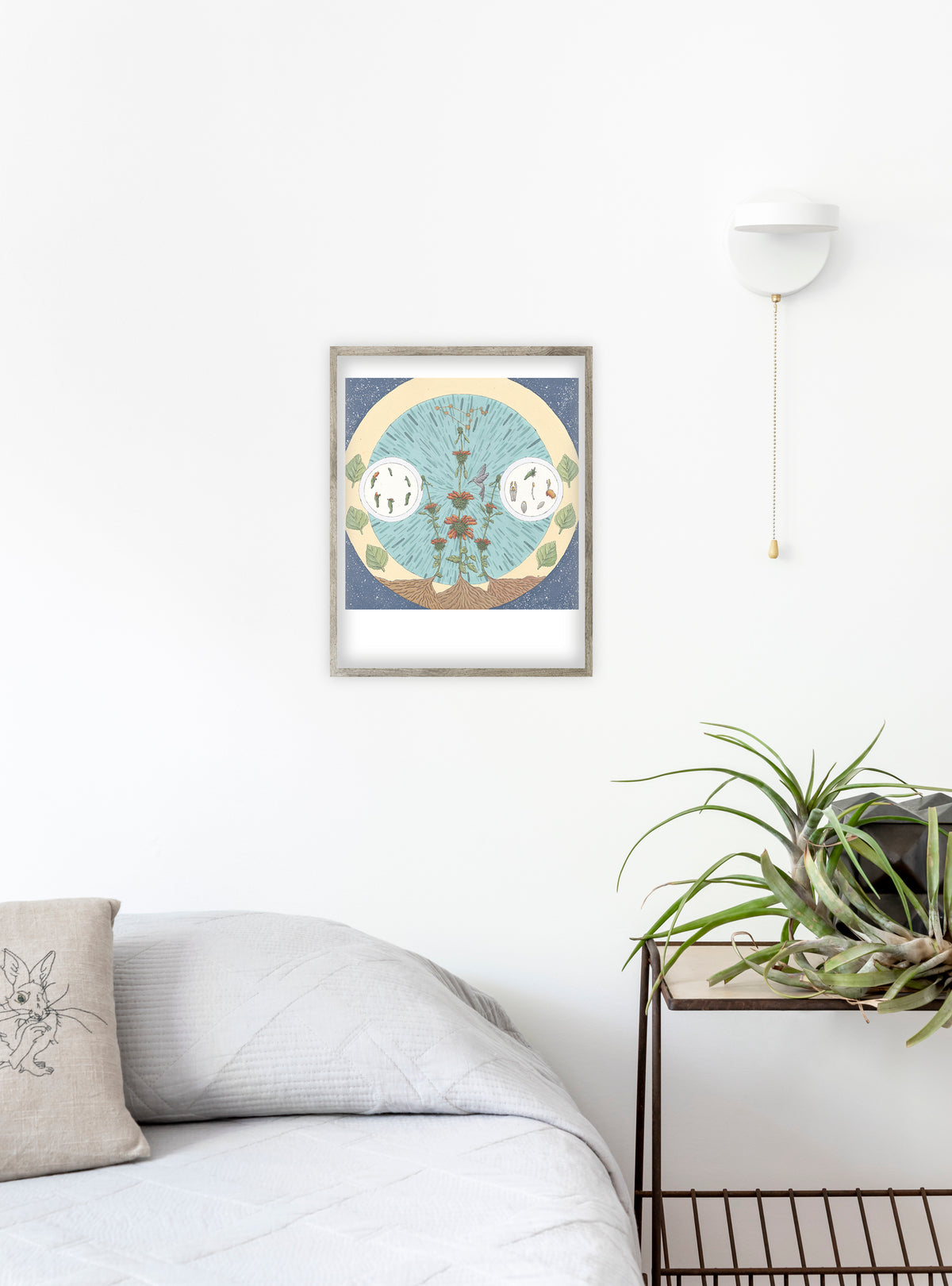 Signed Klip Dagga art print by Hudson Valley Seed Co. displayed in a room, showcasing fine art with vibrant colors and detailed design.