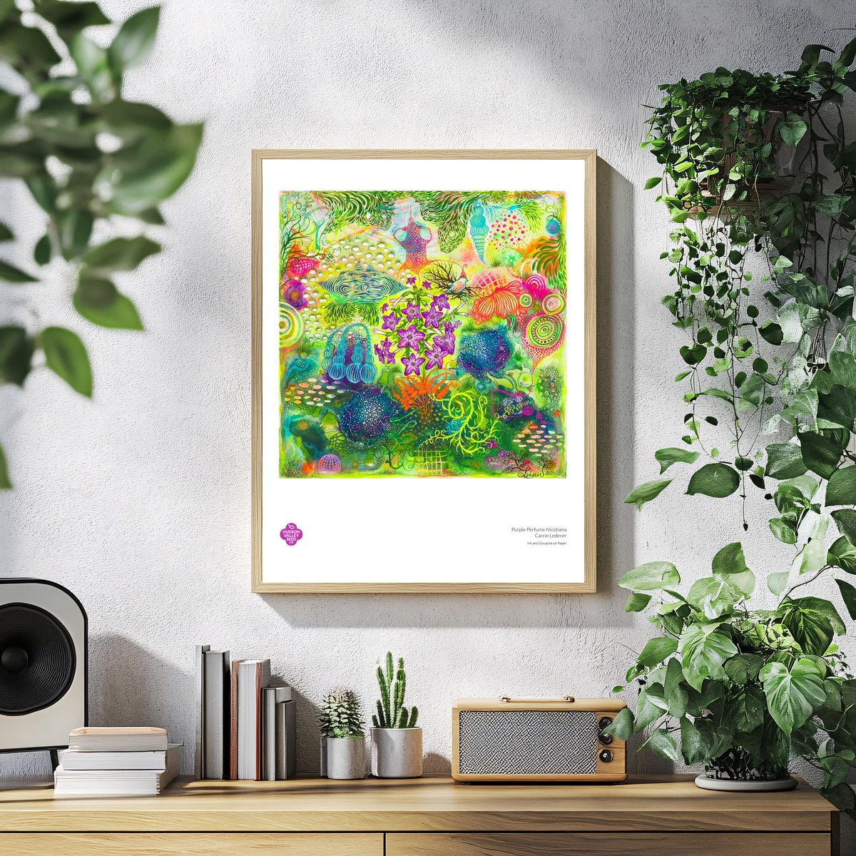 Purple perfume Nicotiana fine art poster featuring vibrant purple flower illustrations by Hudson Valley Seed Co.
