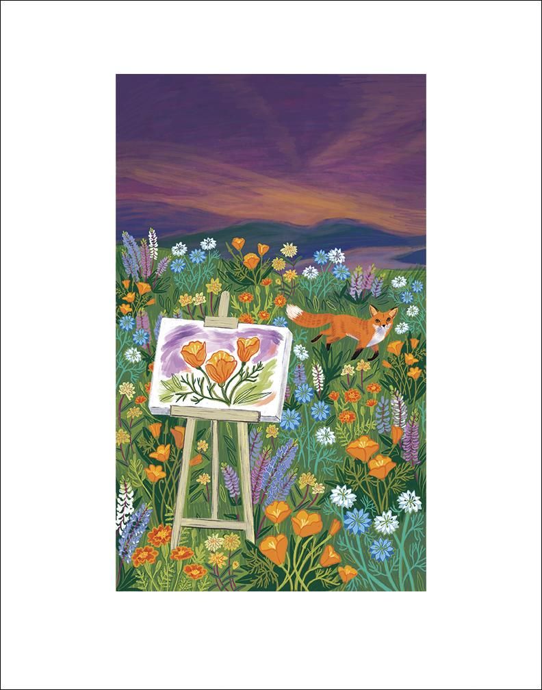 Colorscape Meadow fine art print by Hudson Valley Seed Co., featuring vibrant meadow scene with colorful floral and plant details.