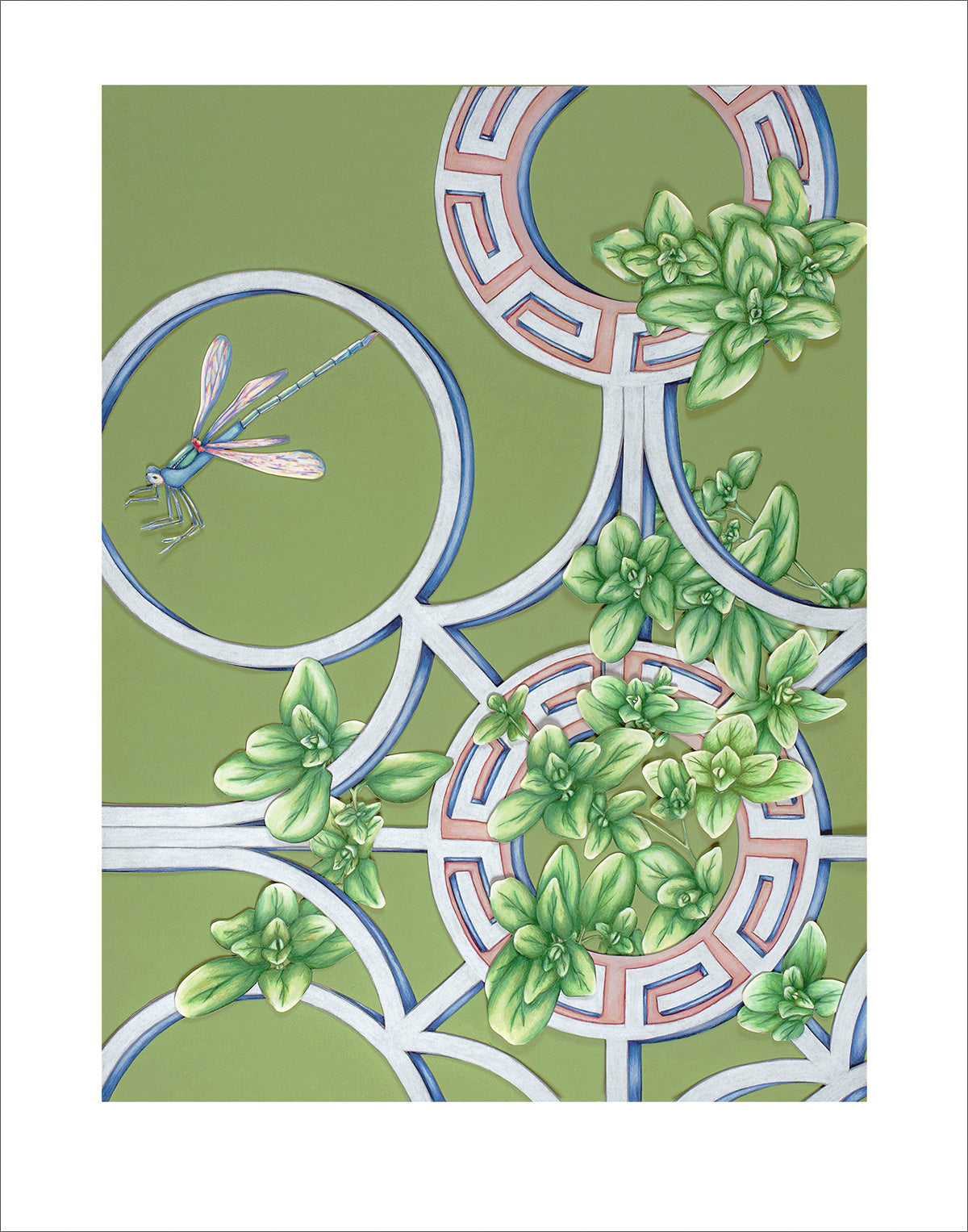 Signed Marjoram art print, a fine art piece featuring detailed botanical illustration of marjoram herbs on high-quality paper.