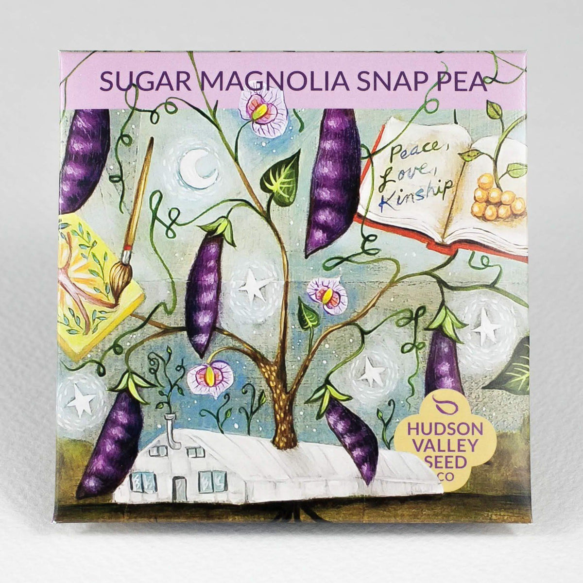 Fresh Sugar Magnolia Snap Peas from Hudson Valley Seed Co., vibrant green vegetables with tender pods and crisp texture.