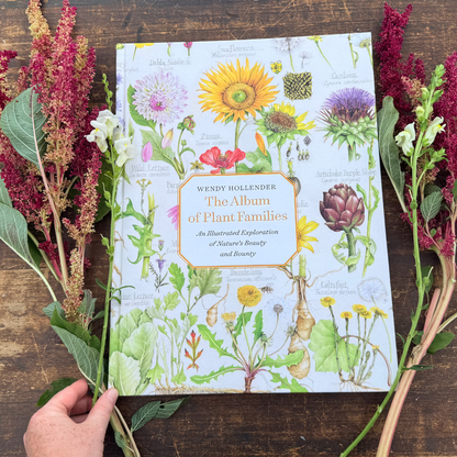 Open botanical album showcasing illustrations of various plant families, published by Botanical Arts Press LLC.