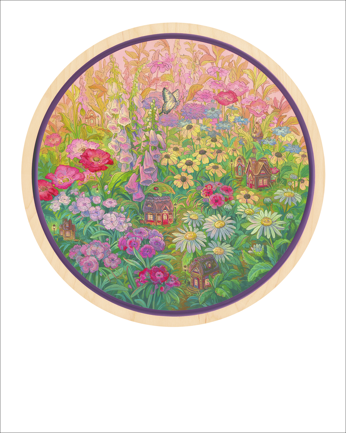 Fine art print of a cottage garden mix by Hudson Valley Seed Co., signed botanical artwork with colorful garden flowers.
