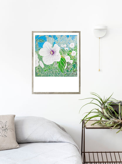 Large Hardy Hibiscus art print by Hudson Valley Seed Co., featuring vibrant, detailed botanical illustration for fine art decor.