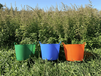 Red Gorilla 3.7-gallon garden tub for tools and supplies, durable plastic container with handles for gardening and yard work.