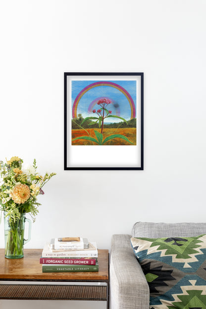 Fine art print of Spotted Joe Pye Weed by Hudson Valley Seed Co. featuring detailed botanical illustration in a natural setting.