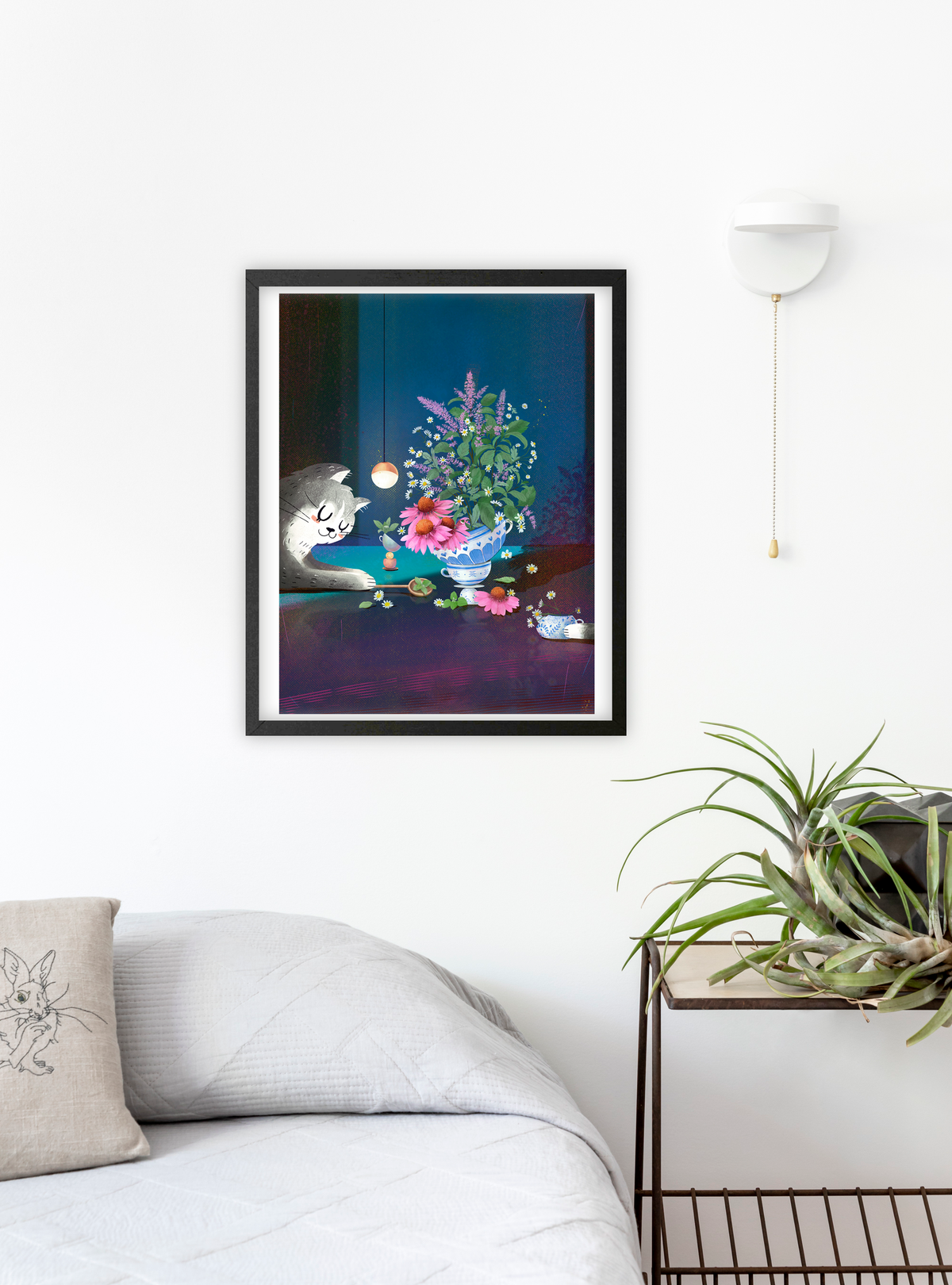 Fine art signed Tea Garden Mix print by Hudson Valley Seed Co. featuring vibrant tea plant illustrations for bedroom decor.