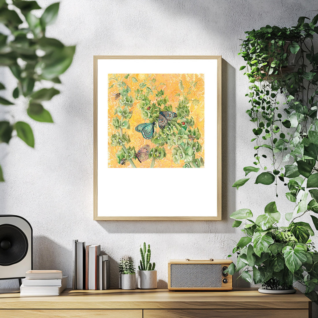 Signed Bells of Ireland art print by Hudson Valley Seed Co. featuring detailed botanical illustration on high-quality paper.