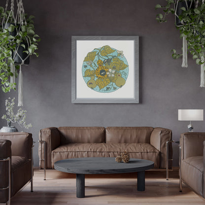 Handprinted fine art print of a birdhouse gourd with a signed, special edition design, showcasing detailed natural imagery.