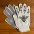 Printed garden gloves by My Little Belleville featuring bee patterns, made of durable fabric for gardening and outdoor tasks.