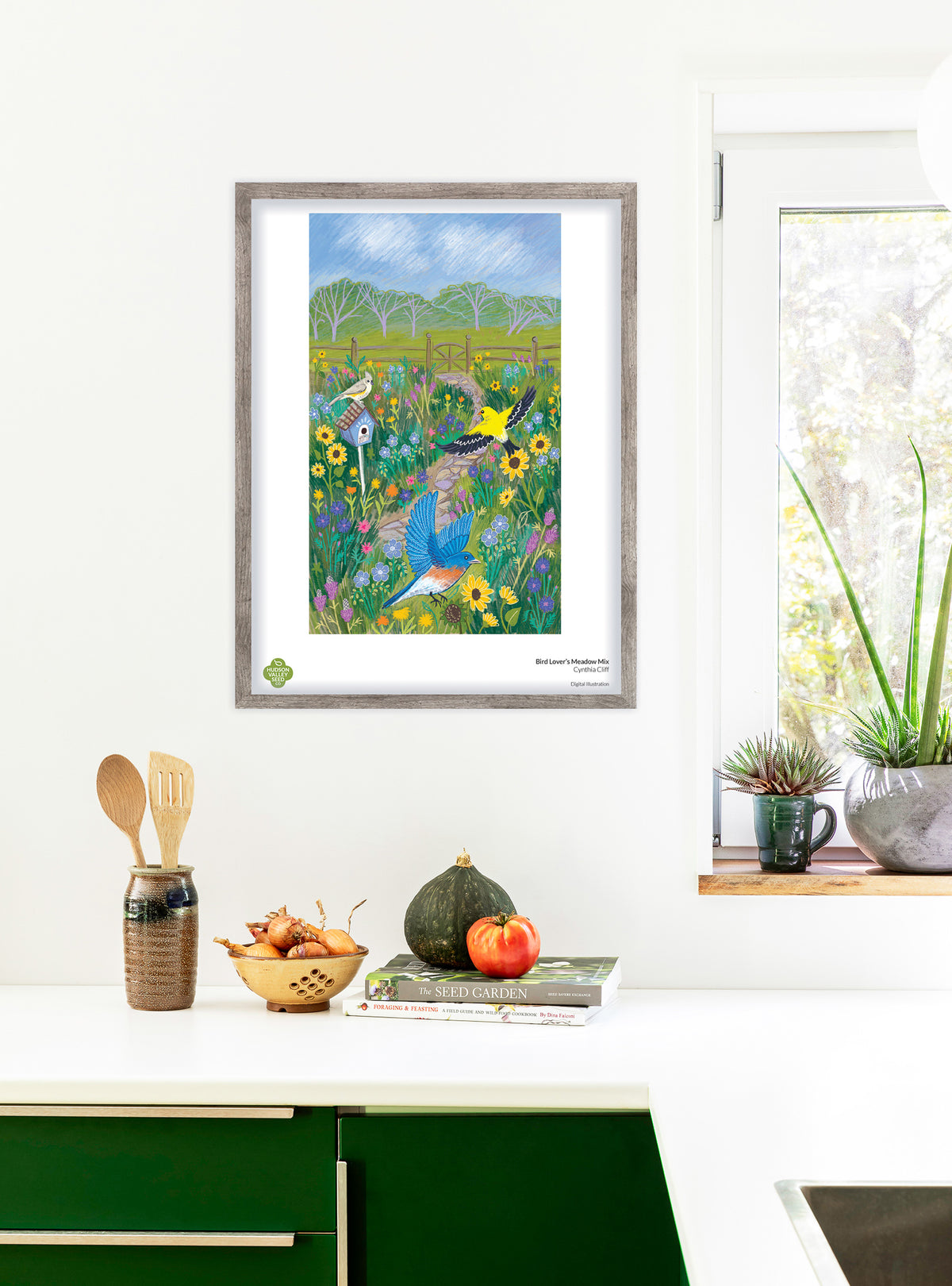 Fine art poster featuring a colorful bird lover&