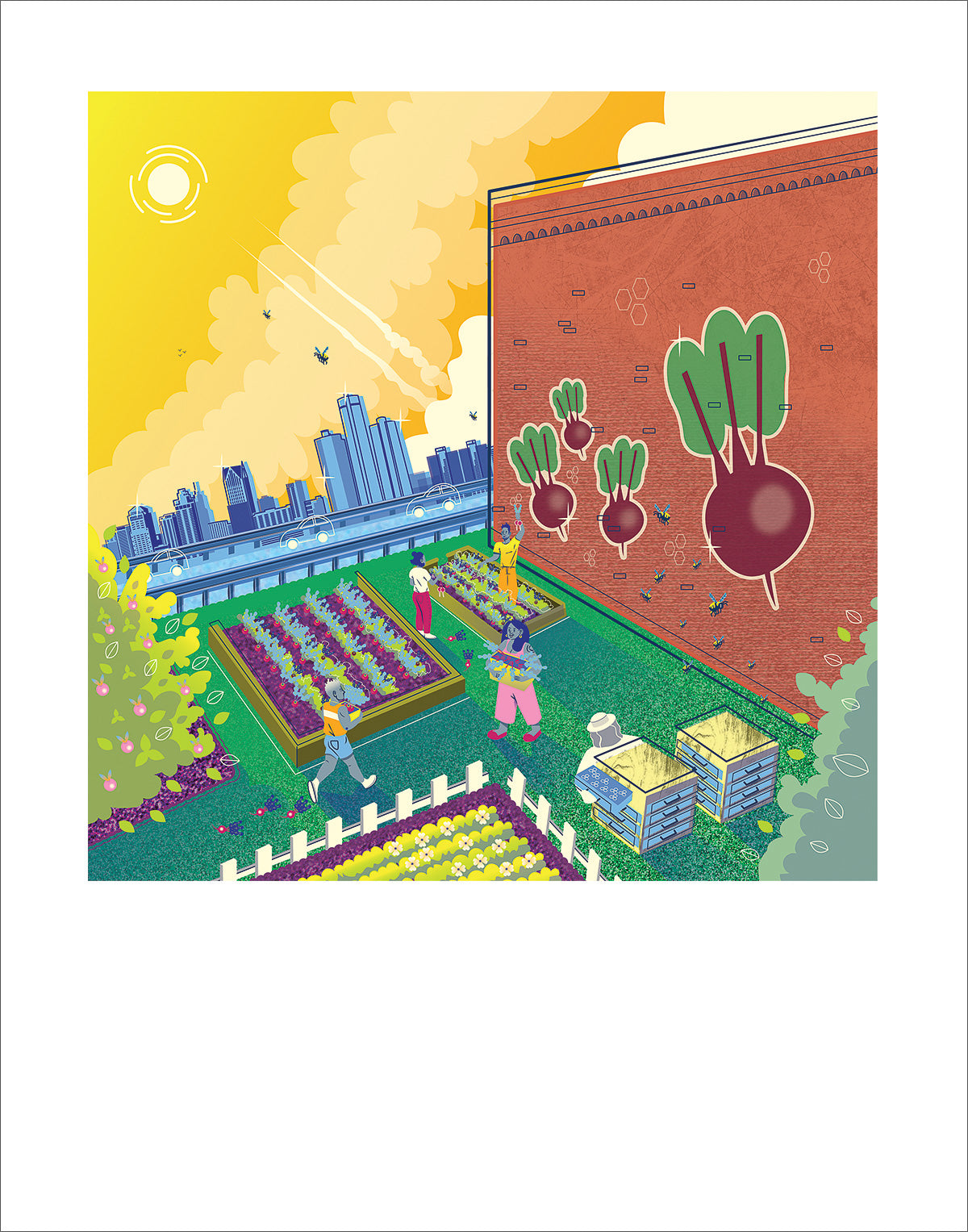 Signed Detroit Dark Red Beet fine art print by Hudson Valley Seed Co., showcasing vibrant beet illustration on textured paper.