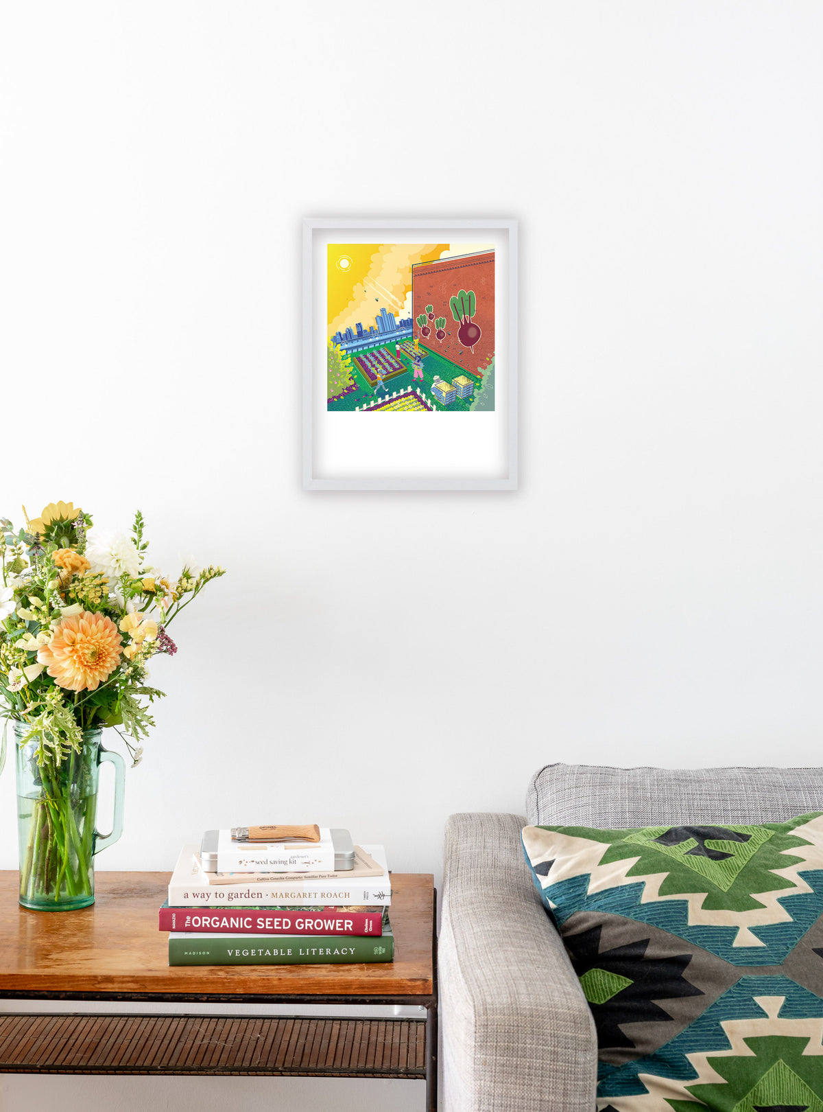 Fine art print of Detroit Dark Red Beet by Hudson Valley Seed Co., displayed in a room setting.