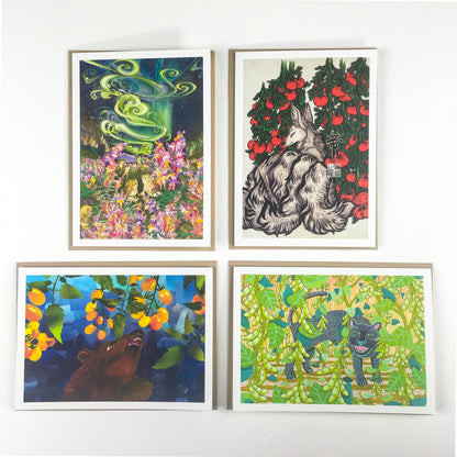 Set of garden-themed note cards from the Garden Guardians collection featuring nature-inspired artwork for greeting or note cards.