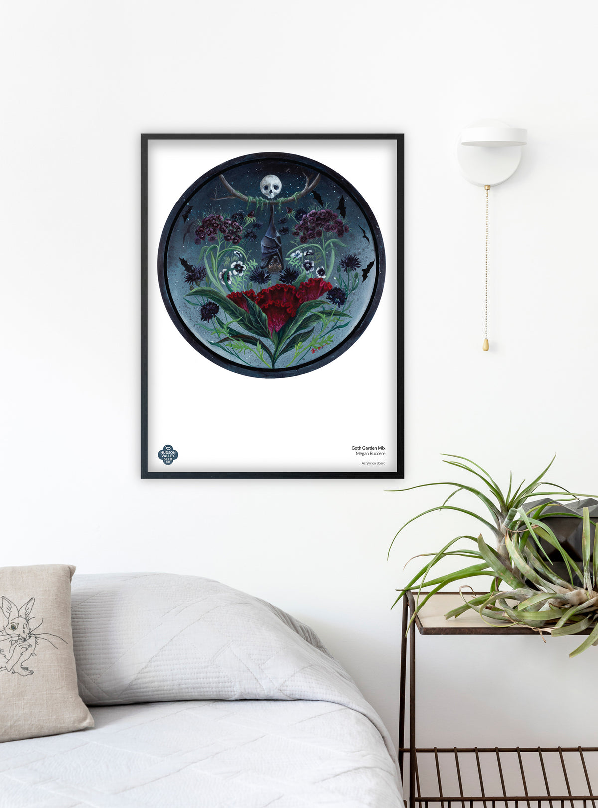 Goth Garden fine art poster featuring dark, moody botanical artwork from Hudson Valley Seed Co. for bedroom decor.