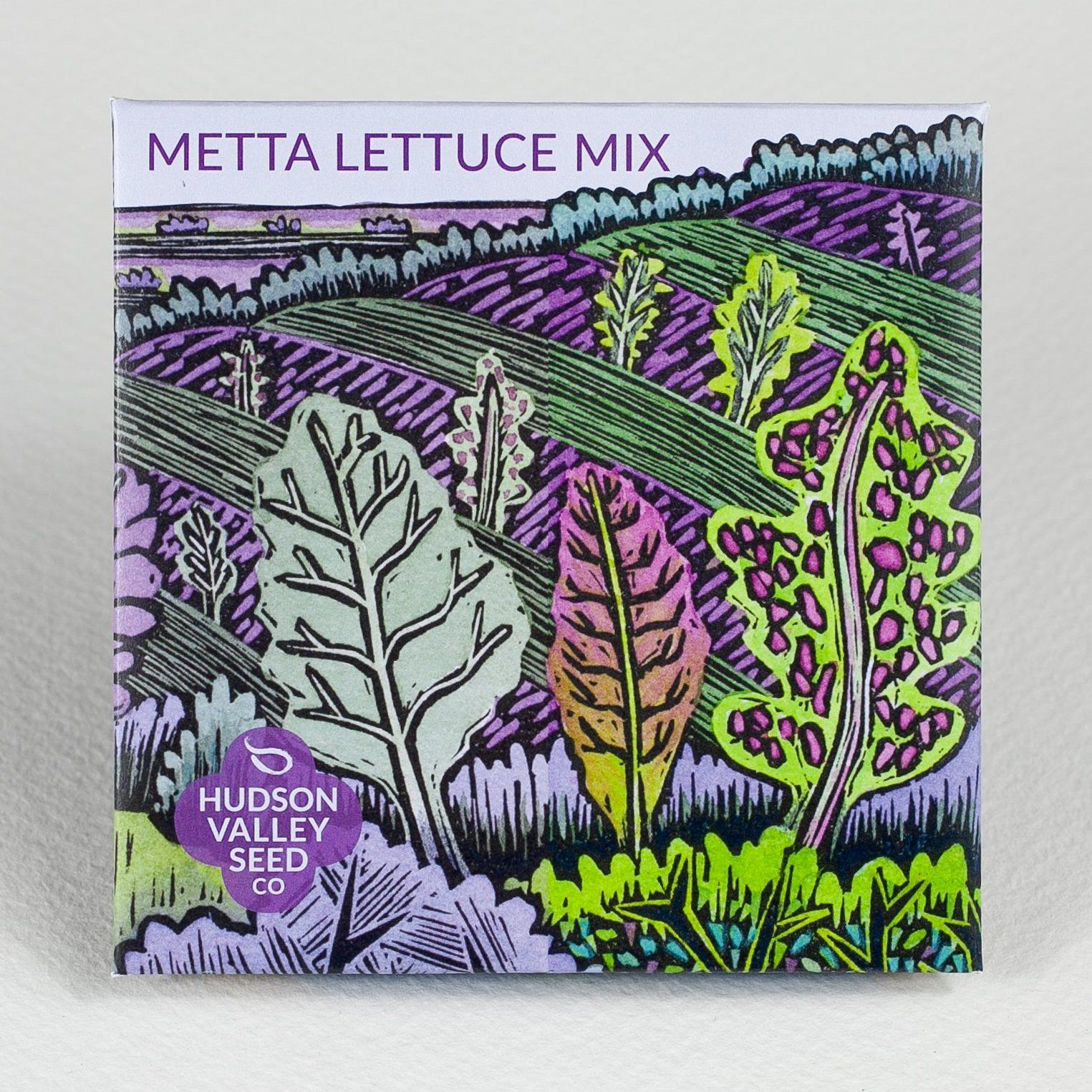 Fresh Metta Lettuce Mix vegetables from Hudson Valley Seed Co., featuring vibrant, leafy greens ideal for salads and healthy meals.