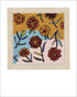 Fine art print of a Persian carpet design featuring Zinnia flowers, signed by Hudson Valley Seed Co.