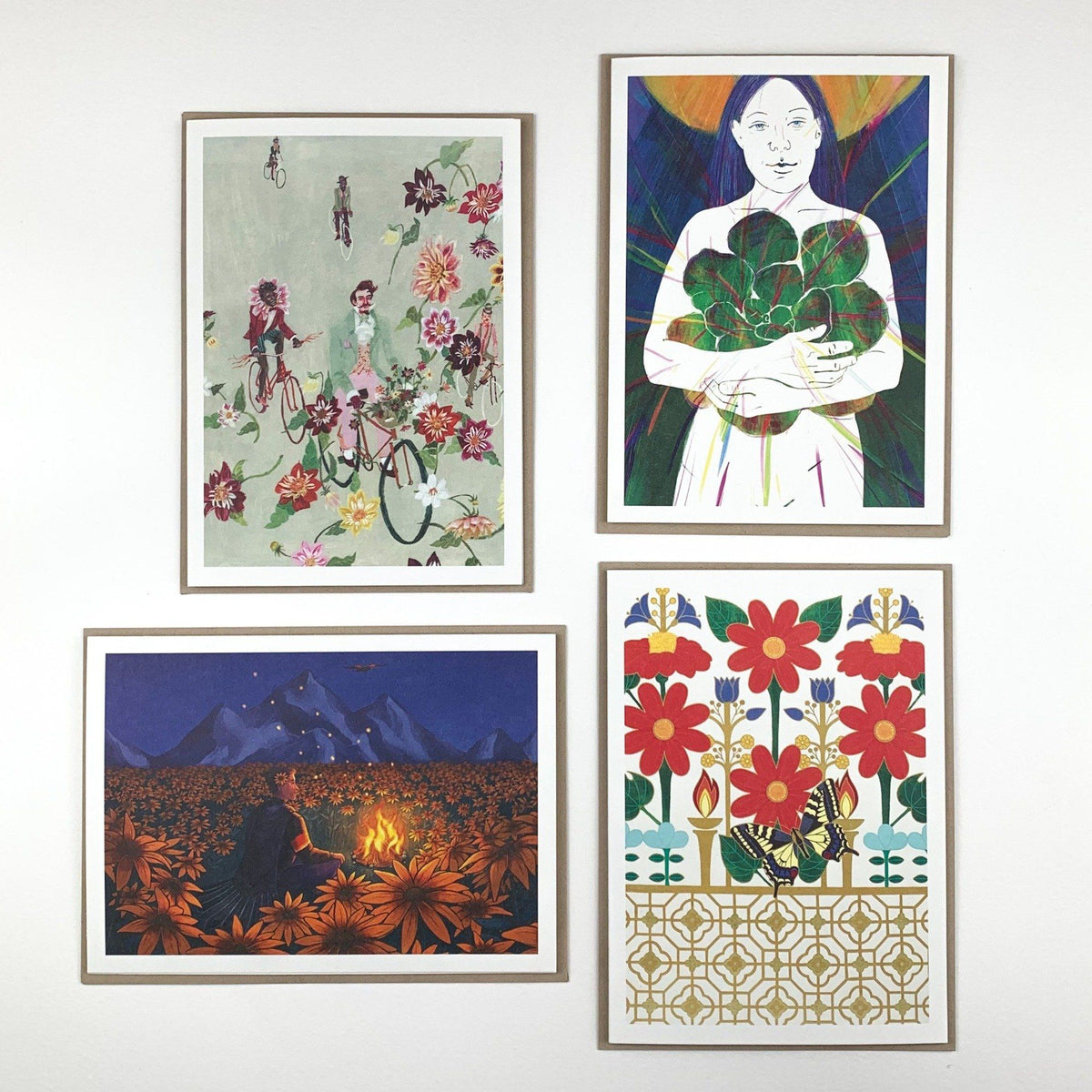 Set of garden-themed note cards from Hudson Valley Seed Co., featuring botanical illustrations in the Light in the Garden collection.