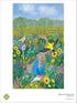 Fine art poster featuring colorful birds and meadow scenery, created by Hudson Valley Seed Co. Bird Lover&