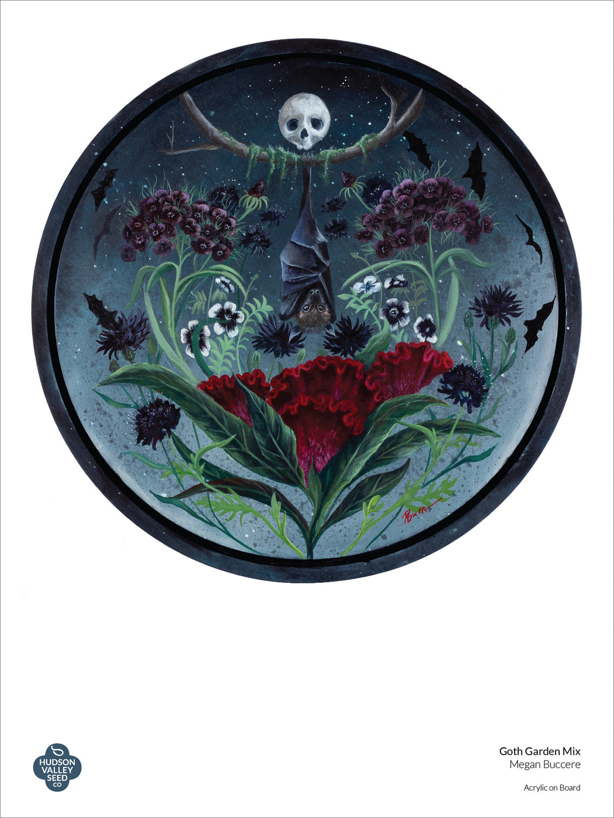 Goth Garden fine art poster by Hudson Valley Seed Co. featuring dark, gothic botanical illustrations on high-quality art paper.