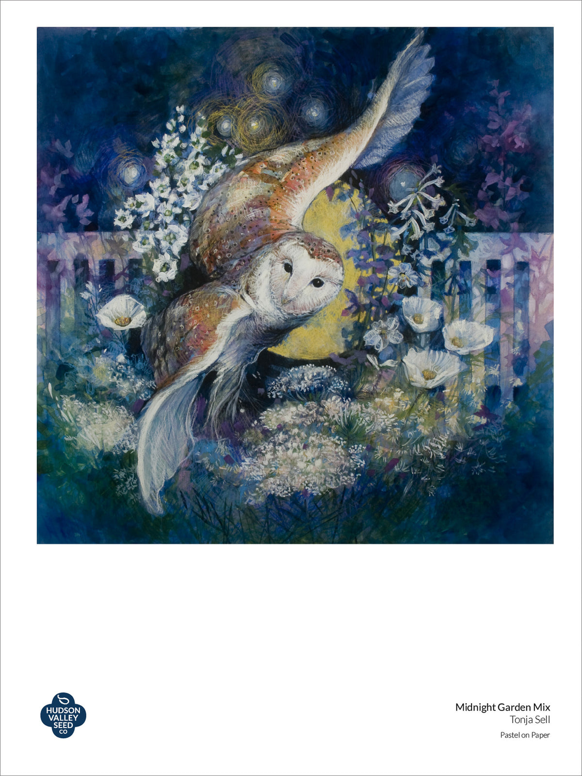 Midnight Garden fine art poster featuring lush, dark floral and botanical designs by Hudson Valley Seed Co.